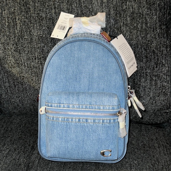 Coach Charter Crossbody Pack Bag in Silver/Indigo Denim & Calf Leather NWT - Picture 7 of 16